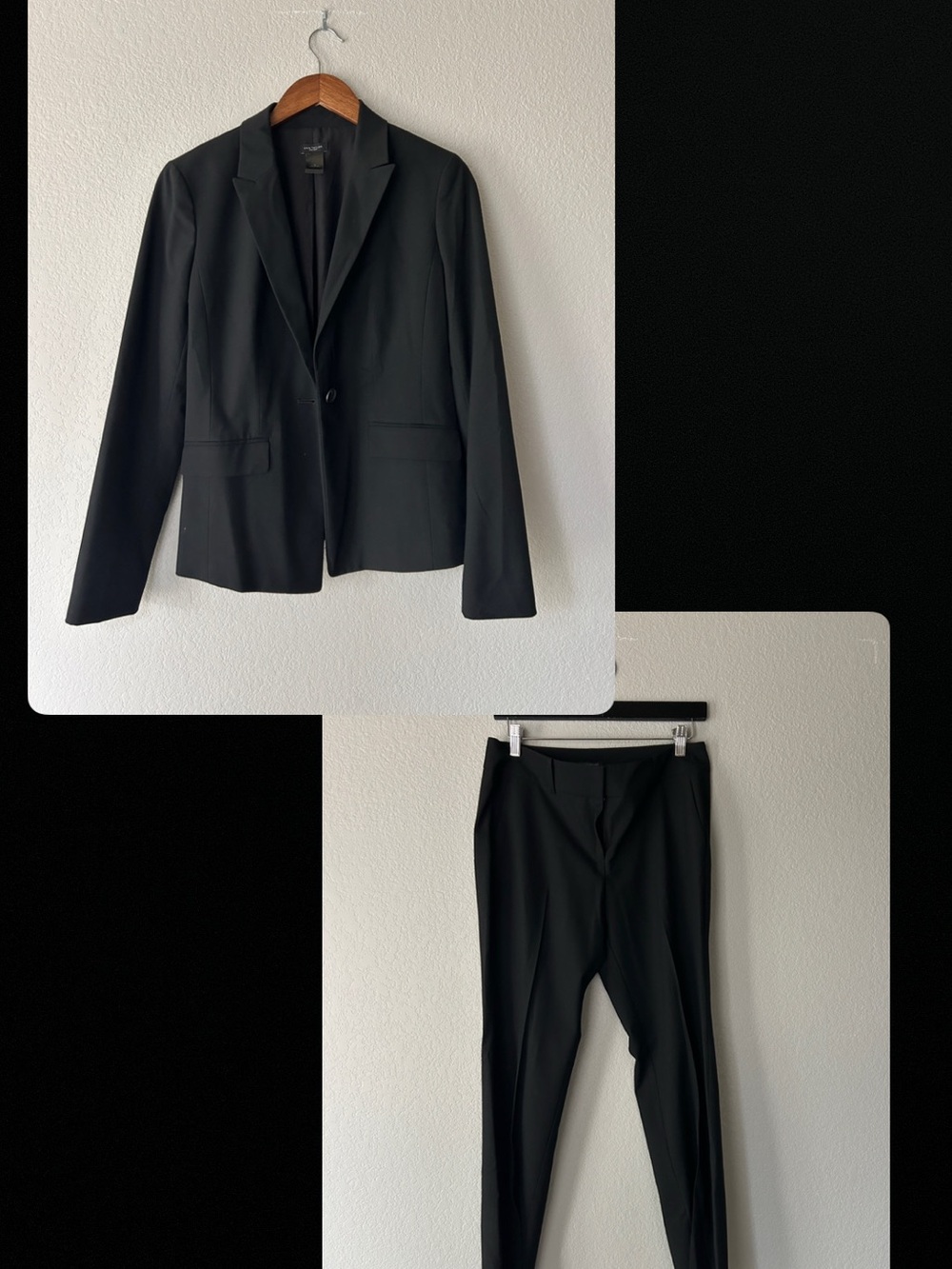 Ann Taylor Black Two-Piece Pant Suit Size 4 -  Blazer & Slim Trousers